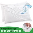 thumbnail image 3 of GOGREEN Waterproof Pillow Protectors with Zipper Standard Size, Cooling Bamboo Zippered Pillow Case Protector, Bed Bedbugs Pillow Case Cover Prevent Dust Mites and Allergens (2 Packs, White), 3 of 8