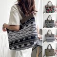thumbnail image 2 of Canvas Bag Ethnic Style Pattern for Women Shoulder Bag Retro Casual Tote Handbag Splicing Knitting Accessory, 2 of 10