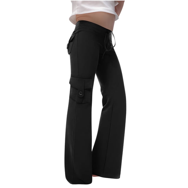 GreatBaby Girls Solid Color Cargo Jogger Pants Multi-Pocket Trousers with Drawstring Kids Casual Fall Spring Everyday Bottoms