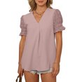 thumbnail image 1 of RXIRUCGD T-Shirts à Col en V pour Femmes Femmes Mode Décontractée Uni Ample T-shirt à Manches Courtes Haut Blouse Chandail Hauts d'Été pour Femmes, 1 of 9