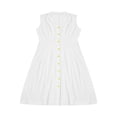 thumbnail image 2 of Robe Vintage en Coton et Lin pour Femmes, Robe Midi Décontractée d'Été à Boutons, Col en V, Grande Taille p-3TG, 2 of 6
