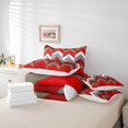thumbnail image 4 of Erosebridal Futuristic Geometry Bed in a Bag Full size, Red Stripe Bed Set, Abstract Decor, Reversible 7pcs, 4 of 5