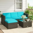 thumbnail image 2 of Outsunny Mobilier de Patio en Osier avec Coussins Rembourrés, Ensembles de Canapé d'Angle, Turquoise, 2 of 10