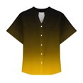thumbnail image 4 of RXIRUCGD Fashion Women's Short Sleeved Solid Color Spring/summer Button Up Shirt Top, Yellow, Size: M, 4 of 5