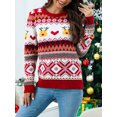 thumbnail image 2 of Nituyy Chandail de Noël pour Femmes à Manches Longues, Col Rond, Chandail à Enfiler avec Cerf, Chandail d'Hiver, 2 of 6