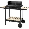 thumbnail image 1 of CoSoTower Barbecue au Charbon avec Hauteur de Gril Réglable, Chariot BBQ Portable avec Récupérateur de Cendres et Roues, Noir, 1 of 7