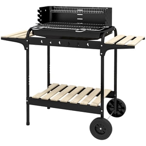 CoSoTower Barbecue de charbon de bois avec hauteur réglable de grille, Portable BBQ Chariot avec attrape-frênes et roues, Noir