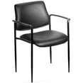 thumbnail image 1 of Boss Office Chaise d'Appoint Empilable en Similicuir à Dossier Carré avec Losanges, Noire, 1 of 9