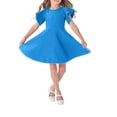 thumbnail image 1 of QIPOPIQ Robe Patineuse de Fête pour Fille à Manches Courtes, Décontractée, Vintage, Col Peter Pan, Coupe Évasée, avec Poches, 4-12 Ans, Liquidation, 1 of 4