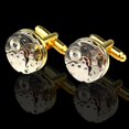 thumbnail image 1 of Silver & Gold Mens Stainless Steel Functioning Movement Cufflinks for Shirt with Box - Hand Crafted Perfect Gift, 1 of 1
