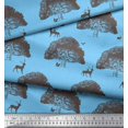 thumbnail image 3 of Soimoi Cotton Cambric Fabric Tree,Rabbit & Reindeer Animal Printed Fabric 1 Yard 56 Inch Wide, 3 of 3