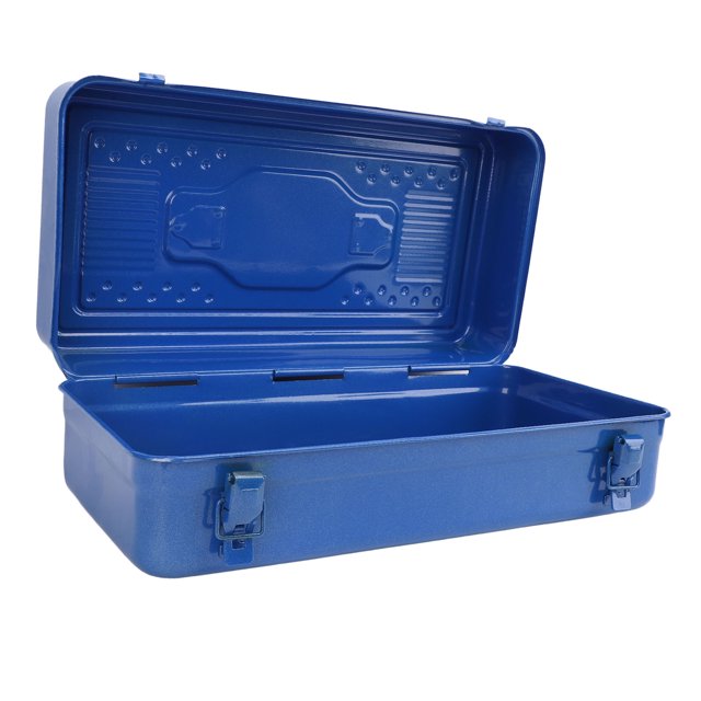 Portable Storage Box, Blue Toolbox Metal Structure High Load Bearing Portable Tool Storage Organizer for Workshop Garage Car Job Site