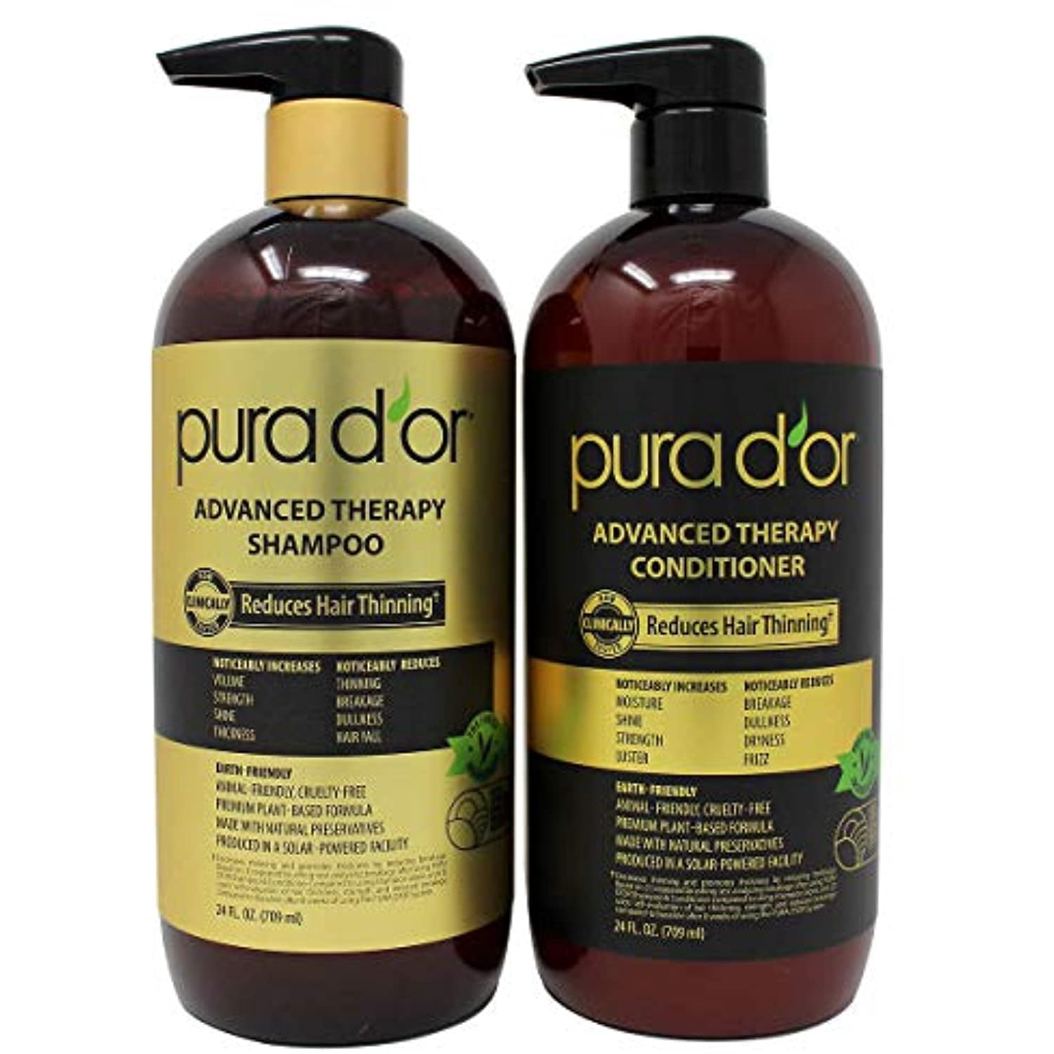 Pura Dor Advanced Therapy Shampoo and Conditioner 24 Ounces Each