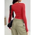 thumbnail image 3 of ORUYROP Womens Long Sleeve Fall Fashion 2023 Crop Tops Basic Layering Workout Slim Fitted T Shirts Y2K Tops, 3 of 5