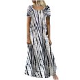 thumbnail image 2 of SMihono Robe Maxi Bohème d'Été pour Femmes Grande Taille Imprimé Teinture sur Nœuds Évasée Décontractée Robe d'Été Florale à Manches Courtes Femmes Robe pour Femmes Robe Mini Robe de Plage Évasée Robe d'Été, 2 of 8