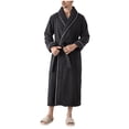 thumbnail image 1 of Mens Plush Fleece Collar Shawl Robe, Cozy Warm Bathrobe Fuzzy Male Spa Long Robe with Pockets, 1 of 9