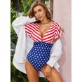 thumbnail image 5 of BEAUTYIN One Piece Swimsuits for Women Trumpet Sleeve V Neck Ruched Monokini Bathing Suits, 5 of 5