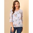 thumbnail image 2 of INSPIRE CHIC Blouse Fluide en Mousseline à Volants à Manches 3/4 à Imprimé Floral pour Femme, 2 of 6