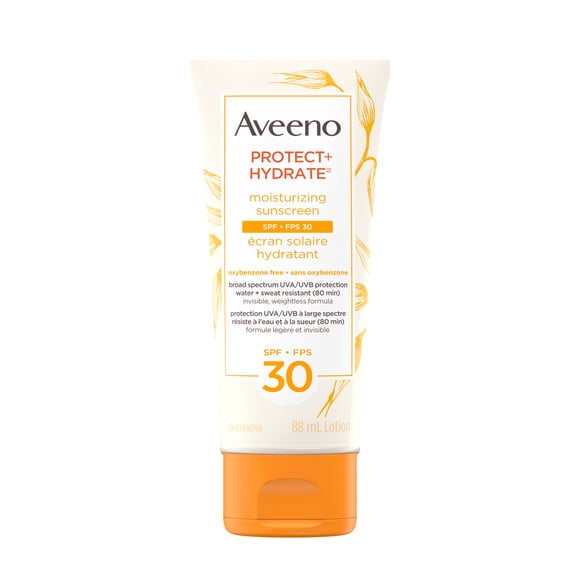 Écran solaire hydratant Aveeno Protect & Hydrate FPS 30, résiste à l'eau et à la sueur, 88 ml