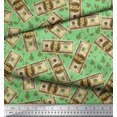 thumbnail image 2 of Soimoi Poly Georgette Fabric Dollar Currency Note & Leaves Decor Fabric Printed Yard 52 Inch Wide, 2 of 3