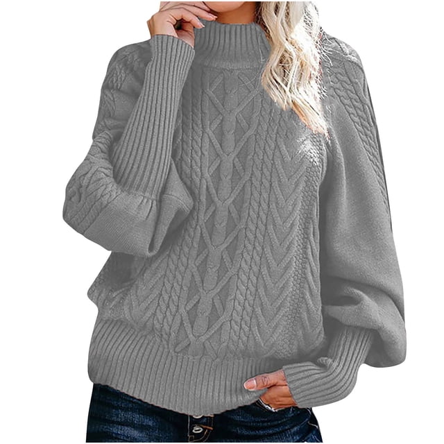 TIMIFIS Chandails pour Femmes Chandail à Enfiler Haut Col Rond Manches Longues Ample Duveteux Tricot Épais Chaud Chandail à Enfiler Hiver Automne Haut Vêtement d'Extérieur Automne/hiver