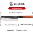thumbnail image 3 of WILDMOK 7 Inch Nakiri Knife 3 Layers 9CR18MOV Clad Steel, Forged Vegetable Knife with Octagonal Handle - Jiao Series, 3 of 7
