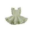 thumbnail image 1 of Kmbangi Filles Bretelles Couleur Unie Jupe Sans Manches Col Carré Grand Ourlet Robe Taille Haute avec Volants, 1 of 9