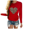thumbnail image 1 of Ketyyh-chn99 Chemises pour Femmes Blouse Ample Confortable Manches Longues T-Shirt Côtelé Col Rond Ajusté Décontracté Basique Rouge,L, 1 of 4