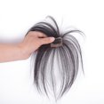 thumbnail image 4 of Bangs Hair Clip Lifelike Refine Facial Contour 3D Real Human Hair Bangs Dark Brown, 4 of 12