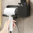 thumbnail image 4 of Suncoda Plastics Shelves, No Punching Required Hair Dryer Rack Bathroom Wall Mounted Storage Bracket with Storage Grids, 4 of 6