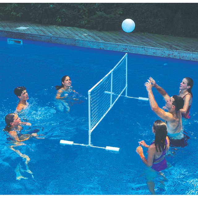 Swim Central 86" White Water Sports Swimming Pool Floating Volleyball Game With Net And Ball