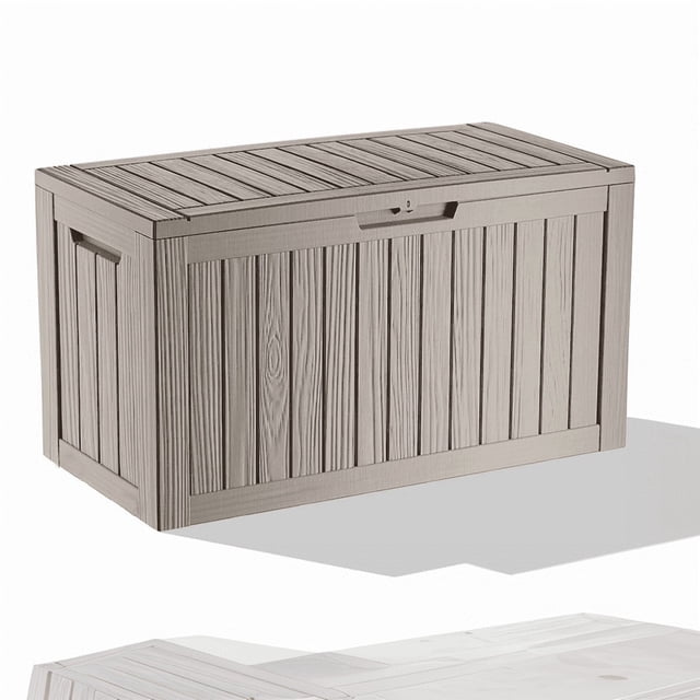 Coffre de Terrasse en Résine de 80 Gallons, Coffre de Rangement Extérieur Verrouillable pour Meubles, Outils de Jardin et Rangement d'Outils, Boîtes de Rangement Extérieures Étanches - Gris