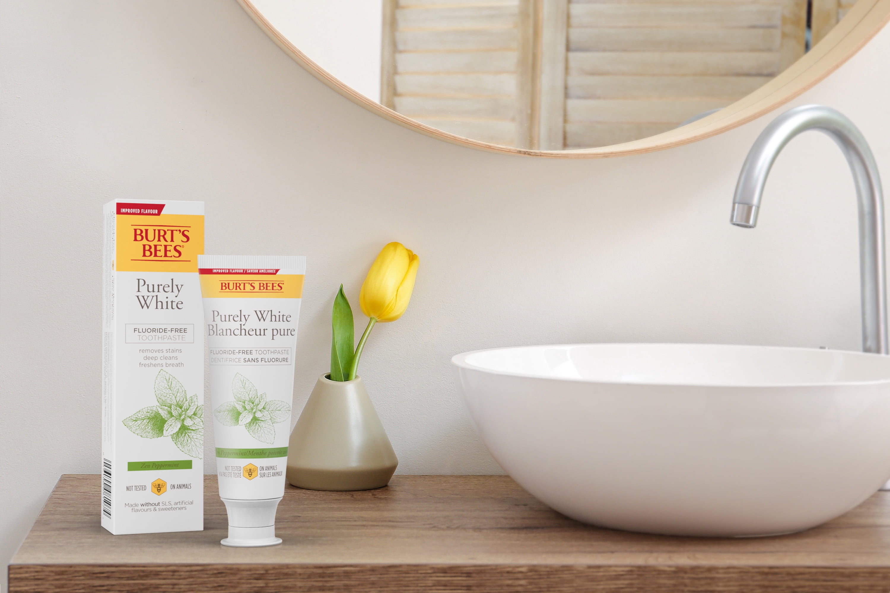 Burt's Bees Dentifrice, Sans Fluorure, Purely White, Menthe Poivrée Zen 105ml