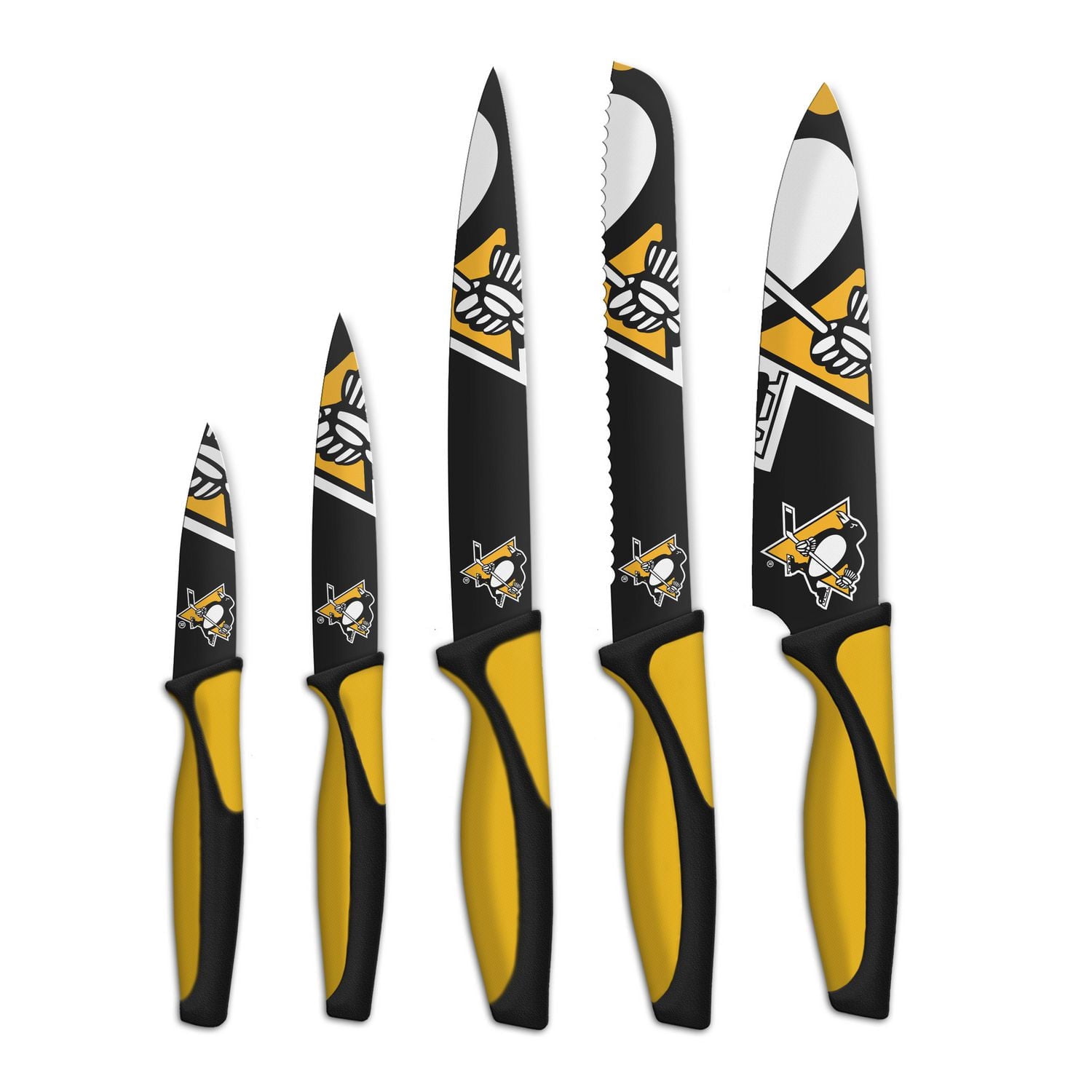 OFFICIALLY LICENSED NHL 5 KNIFE KITCHEN SET PITTSBURGH PENGUINS