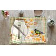 thumbnail image 2 of Vargottam Napperons - Napperon pour Table à Manger, Ensemble de 4 - Serviette en Coton Imprimée et Réversible - Napperons d'Intérieur pour Table de Maison et de Cuisine - Aquarelle Automne Oiseau (Jaune et Vert), 2 of 5
