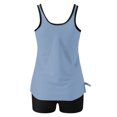 thumbnail image 3 of UPPADA Maillots de Bain 2 Pcs à Couverture Complète pour Femmes, Floral, Athlétique, Col Ras du Cou, Maillots de Bain Taille Haute, Contrôle du Ventre, Maillot de Bain Modeste, Haut de Tankini Confortable avec Short, Bleu Pâle, m, 3 of 5