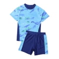 thumbnail image 1 of PMVFHDE Boys Plus Size Swimwear | Quick-Dry Two-Piece Swimsuit Set | Solid Color Summer Swim Trunks & Rash Guard Blue-D,160, 1 of 6