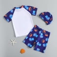 thumbnail image 3 of MIASHUI Boys 3 Piece Swimwear Cartoon Print Bathing Suits Tops and Trunks Set with Hat,White,5-6 Years, 3 of 9