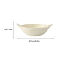 thumbnail image 3 of ruzhgo Matte Two Ear Salad Bowl Irregular Ceramic Serving Plate Simple Style Heat-resistant Air Fryer Food Container Tableware Beige, 3 of 9