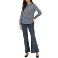 thumbnail image 2 of INSPIRE CHIC Chemise Boutonnée pour Femme à Petites Fleurs à Manches Longues Col en Pointe Haut de Bureau S Gris Bleu, 2 of 6