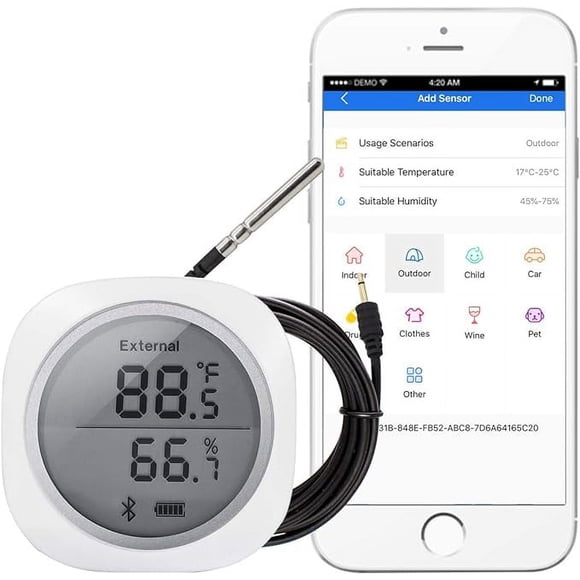 Inkbird IBS-TH1 Plus Wireless Bluetooth Temperature and Humidity Monitor Thermometer and Hygrometer Used for Brewing Meat Plant Cigar Storage