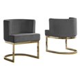 thumbnail image 1 of Velvet Dark Gray Accent Chair with Gold Chrome Base - 1 Chair, 1 of 3