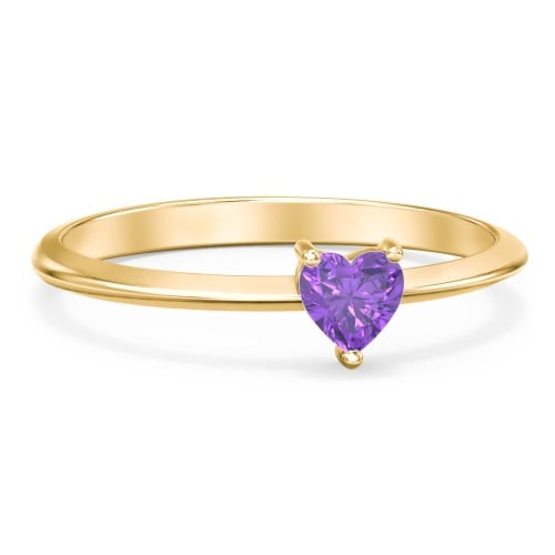 Bague Pierre de Naissance en Forme de Cœur - Améthyste (Février)