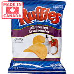 Ruffles All Dressed Potato Chips, Iconic Ridged Savory Snack, 48-Count Bulk Vending Case (40 g Individual Bags)
