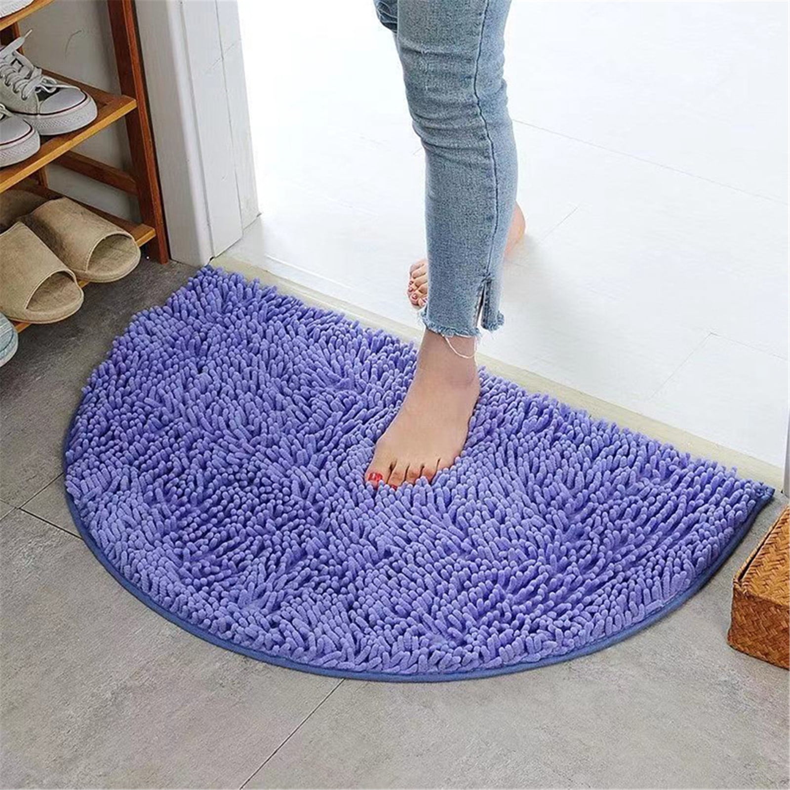 Semicircular Bathroom Rugs Mat, Extra Soft and Absorbent Microfiber Bath Rugs, Non-Slip Plush Shaggy Bath Carpet, Machine Wash Dry, Bath Mat for Bathroom Floor, Tub and Shower
