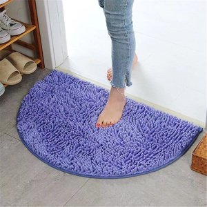 Tapis de bain semi-circulaire, Rugs de bain en microfibre ultra doux et absorbant, Tapis de bains en peluche Shaggy, Laver à la machine, Tapis pour salle de bains, Tub et douche