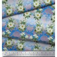 thumbnail image 2 of Soimoi Polyester Crepe Fabric Leaves & Magnolia Floral Print Fabric by Yard 52 Inch Wide, 2 of 5