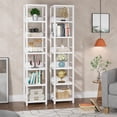 thumbnail image 4 of Tribesigns 6-Tier Corner Shelf, 75 Inch Tall Narrow Bookshelf Storage Rack, Etagere Shelves Display Stand for Small Spaces, Rustic Open Bookcase Square Shelf Tower for Living Room Bathroom, 4 of 8