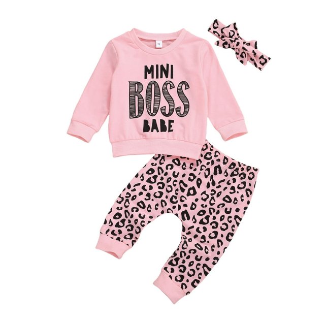 Baby Boys 2PCS Pants Sets Long Sleeve Round Neck Sweatshirt Tops Solid Color Pants Sets