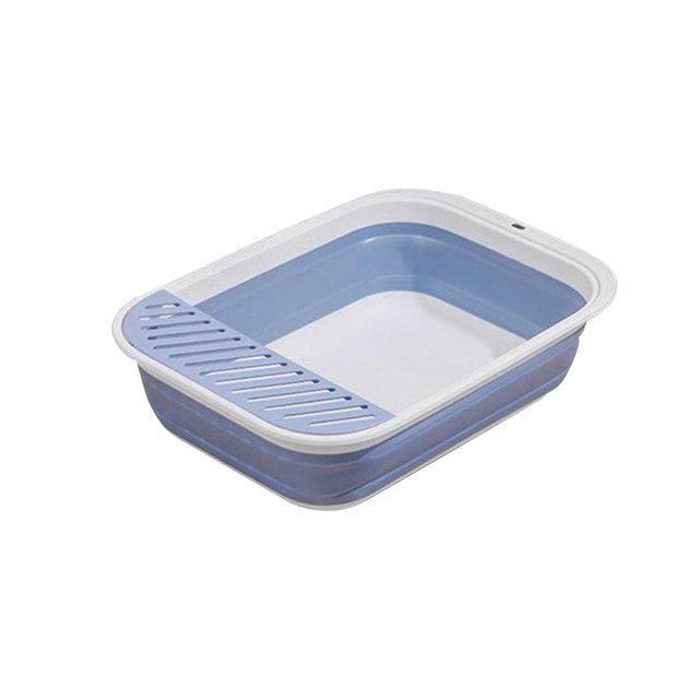 GROWTH TANK Cat Pet Litter Tray Folding Cat Sandbox Semi Enclosed Portable Kitty Litter Pan for Rabbit All Kinds of Cat Litter Small Animals 46x34x12cm Blue